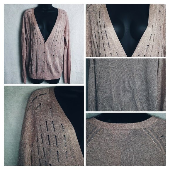 GAP Sweaters - SOLD!!! GAP Sheer Metallic Cardigan Women's Size XL
